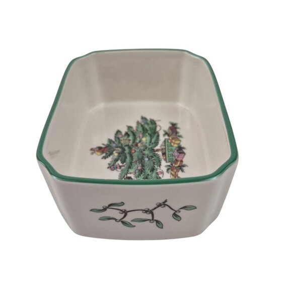 Spode Christmas Tree Medium Candy Dish England Vintage S3324 Green Trim - Picture 6 of 10